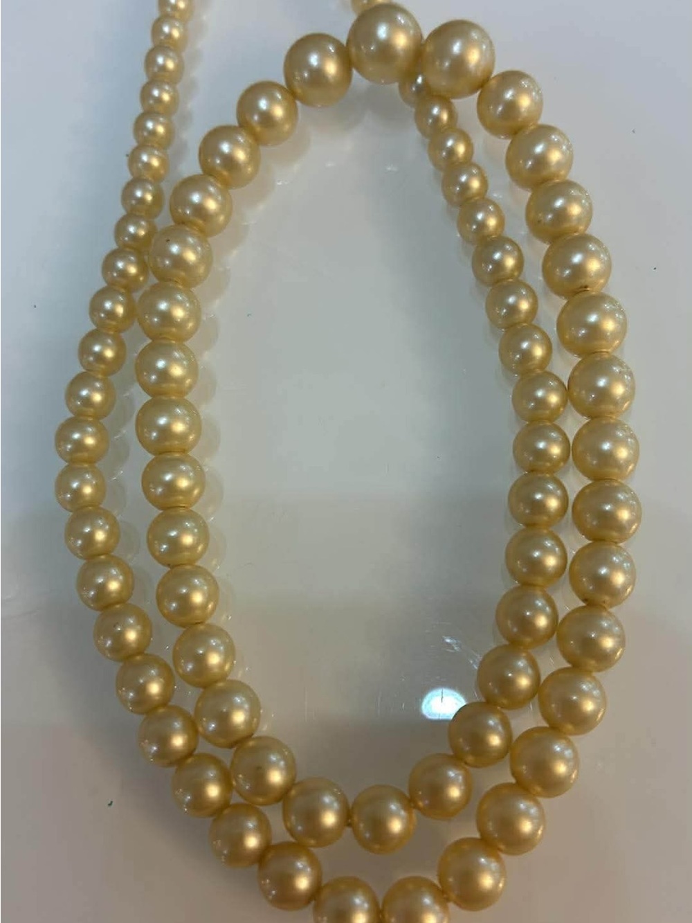Faux Classic Golden Pearl Necklace - Women Jewelry - Picture 2 of 4